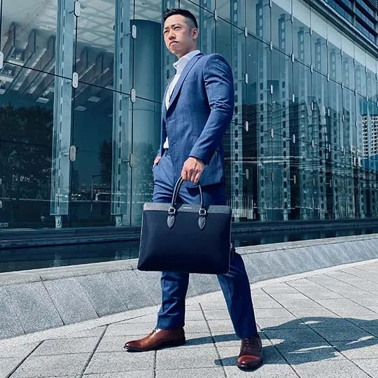 Alpha Leather-Trimmed Briefcase