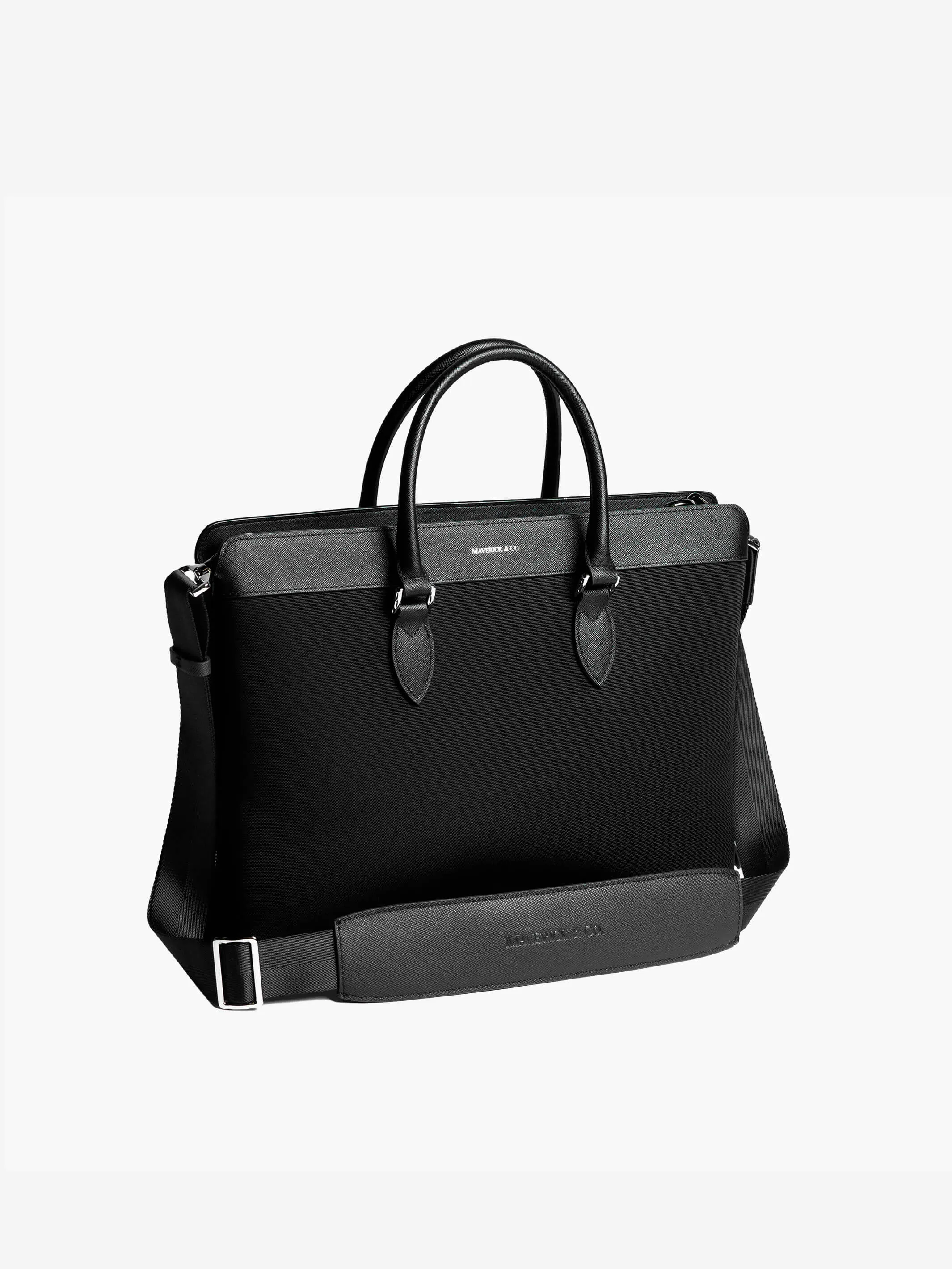 Alpha Leather-Trimmed Briefcase