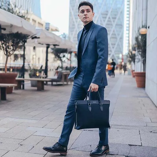 Alpha Leather-Trimmed Briefcase