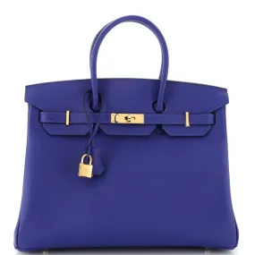 Birkin Handbag Bleu Electrique Epsom with Gold Hardware 35