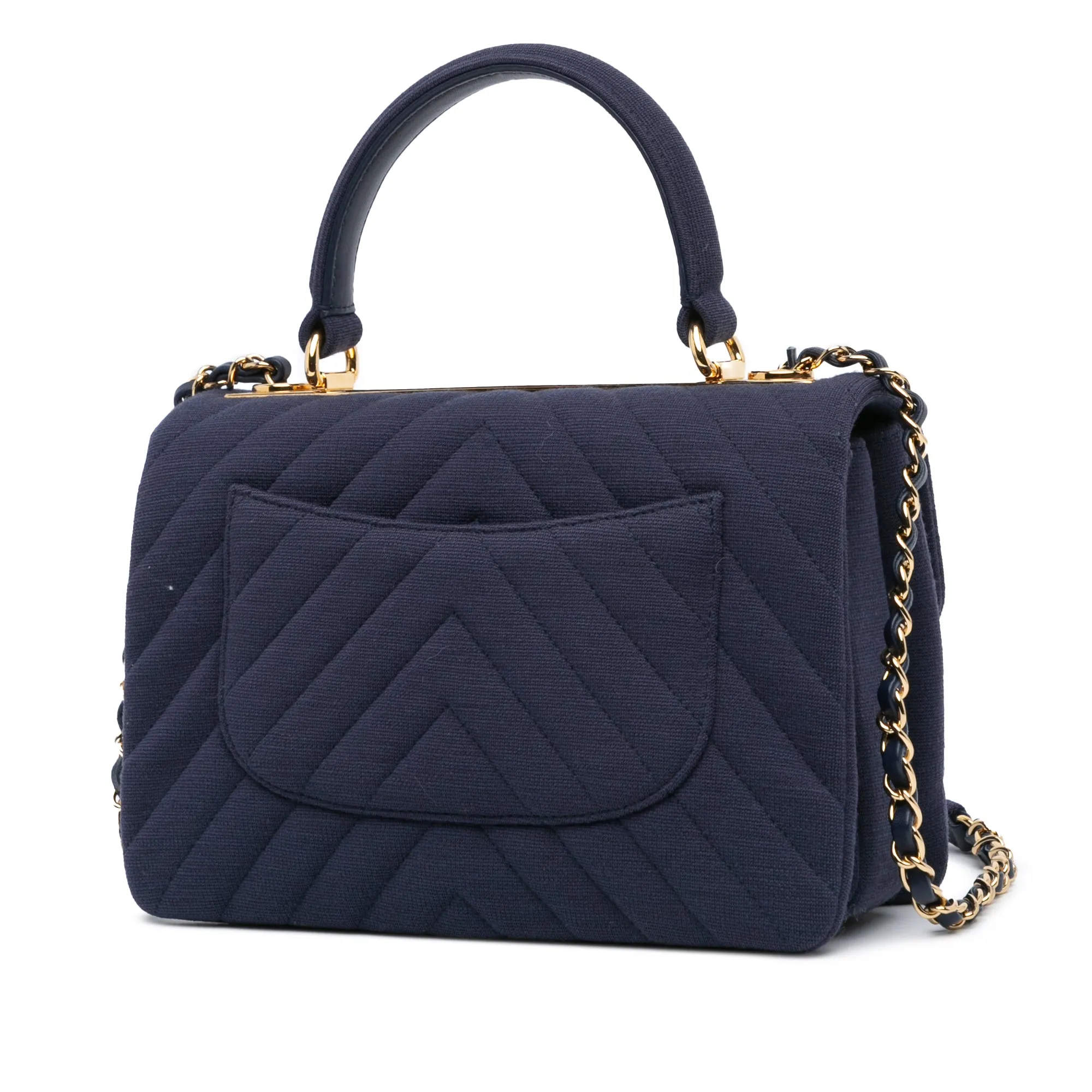 Blue Chanel Small Chevron Jersey Trendy CC Flap Satchel