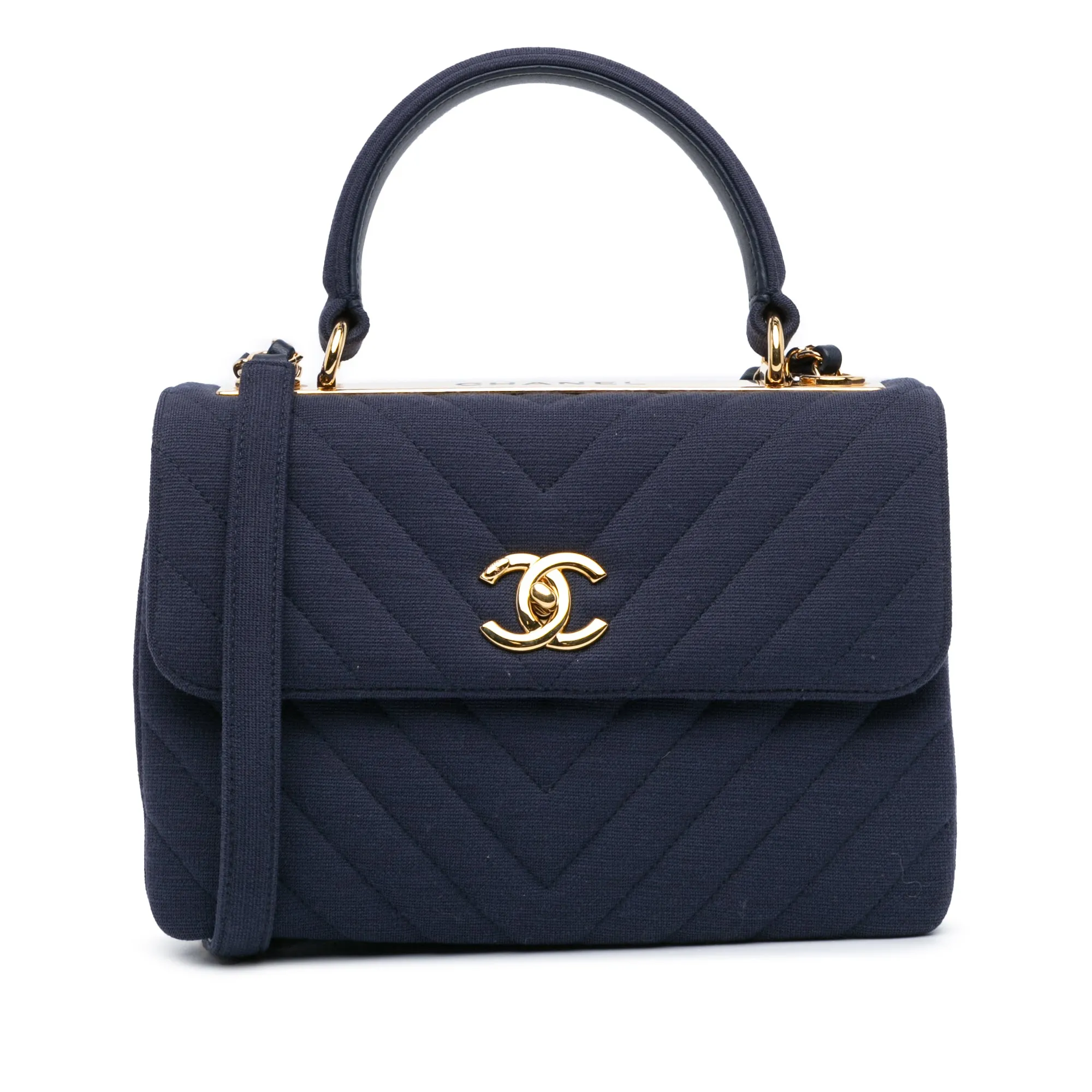 Blue Chanel Small Chevron Jersey Trendy CC Flap Satchel