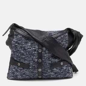 Blue/Black Tweed and Leather Large Girl Bag