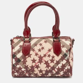 Burgundy/Beige Star Print Supernova Check Coated Canvas and Patent Leather Chester Bag