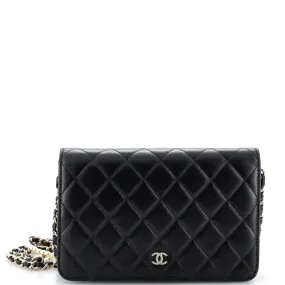 CHANEL Pearl Strap Wallet on Chain Quilted Iridescent Lambskin