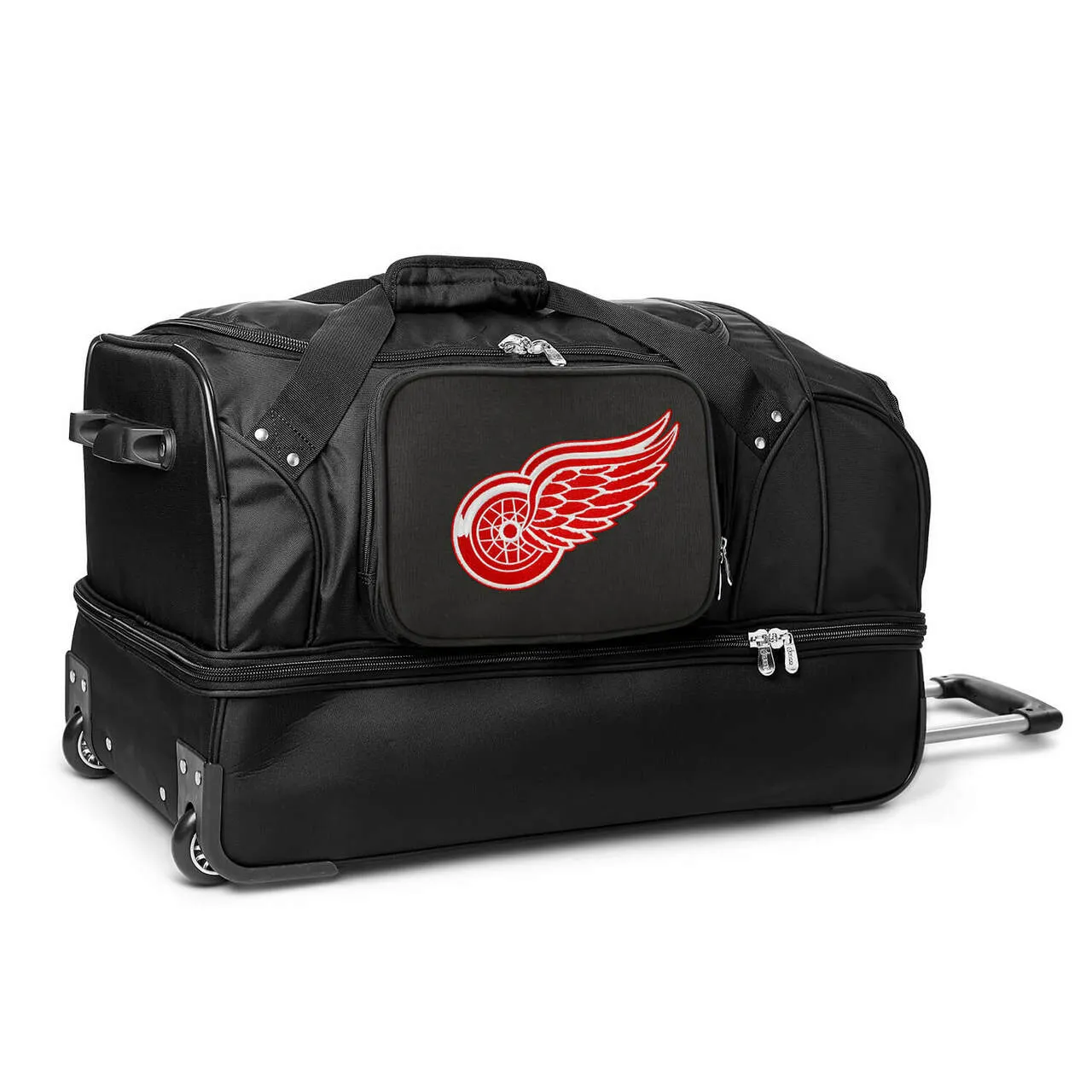 Detroit Red Wings 27" Black Rolling Drop Bottom Duffel