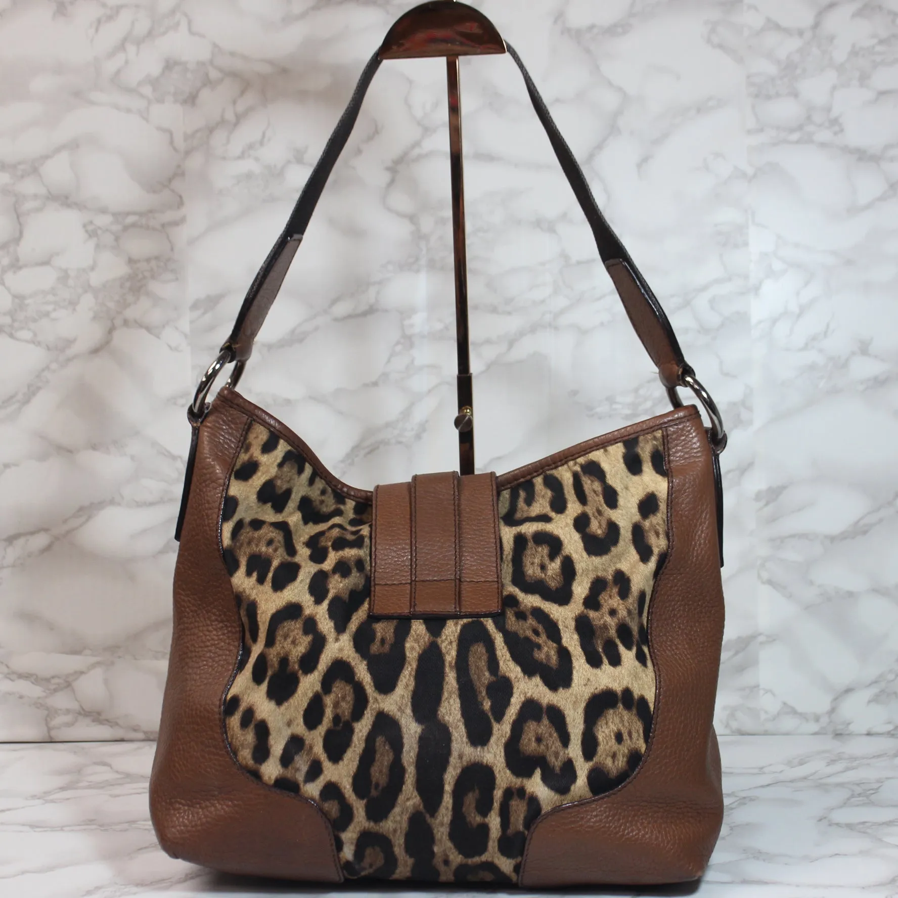 Dolce & Gabbana Purse: Leather Leopard Print Satchel