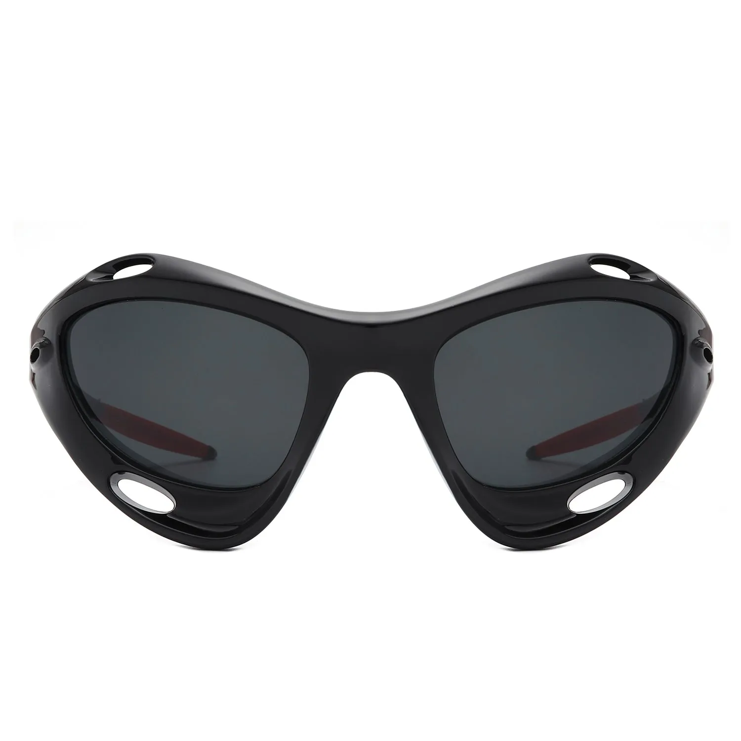 Dotrijan - Geometric Wrap Around Chunky Square Sport Sunglasses