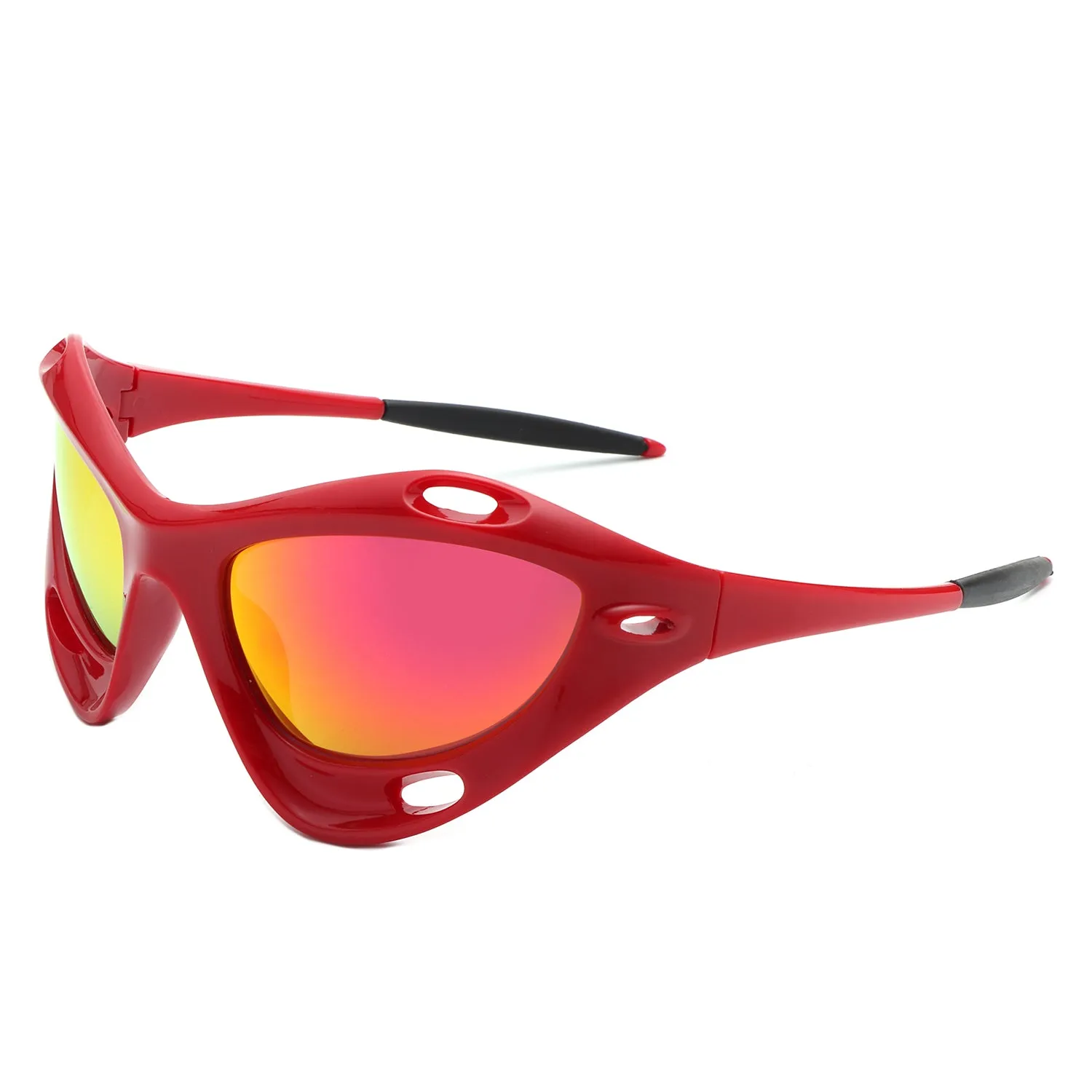 Dotrijan - Geometric Wrap Around Chunky Square Sport Sunglasses