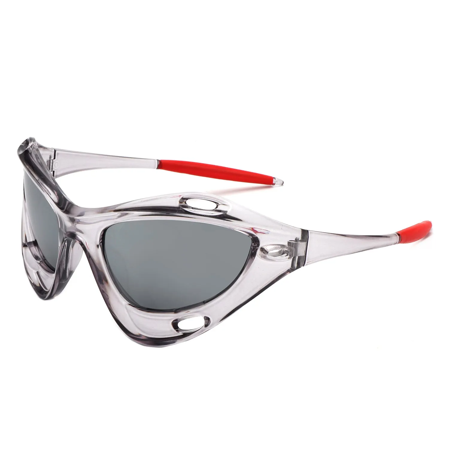 Dotrijan - Geometric Wrap Around Chunky Square Sport Sunglasses