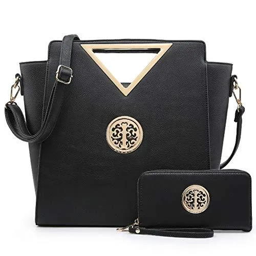 Fashion Design Chic Triangle Handle Shoulder Bag with Matching Wallet l Dasein