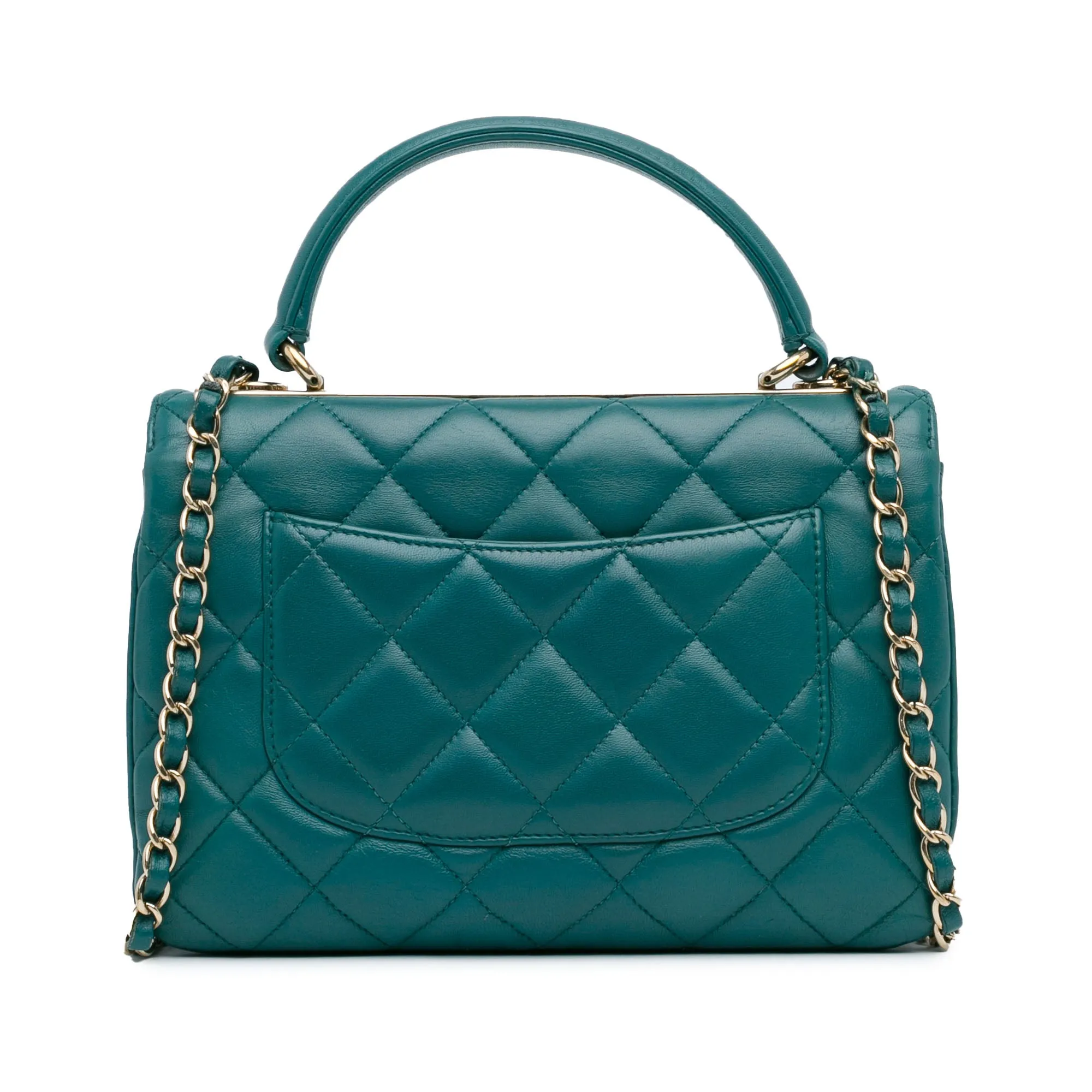 Green Chanel Small Quilted Lambskin Trendy CC Flap Satchel