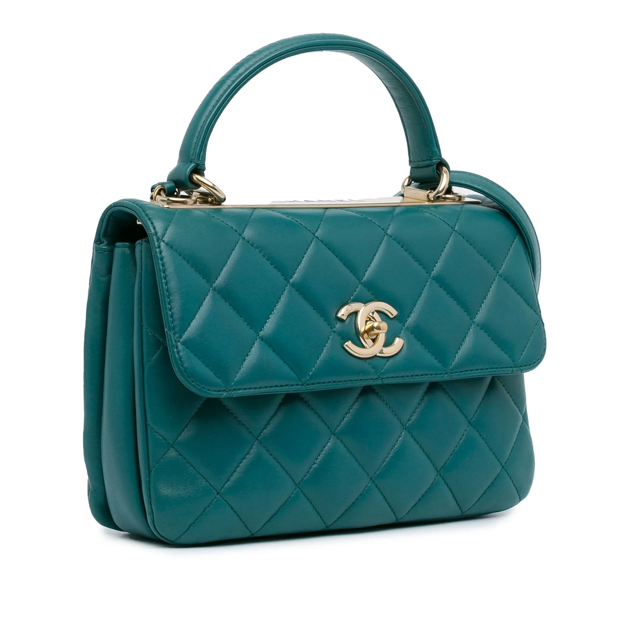 Green Chanel Small Quilted Lambskin Trendy CC Flap Satchel