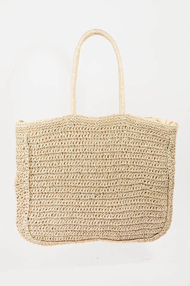 Haley Flower Braided Tote Bag