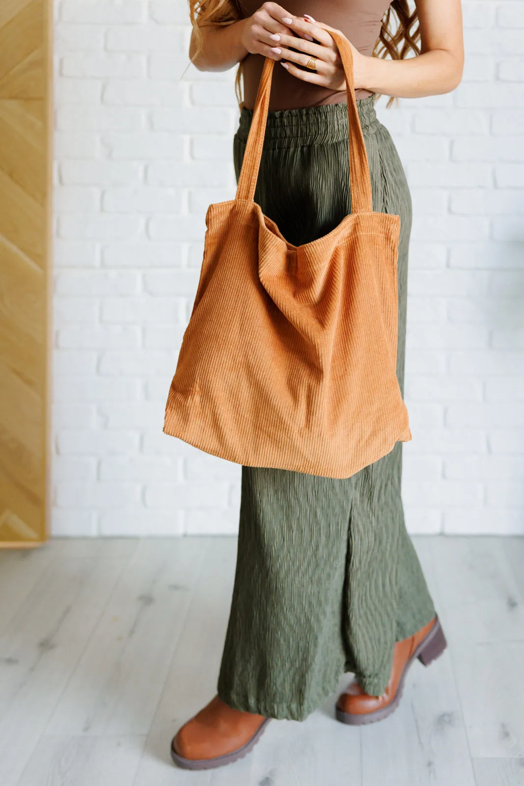 Hazel Blues® |  Last Minute Corduroy Tote in Brown