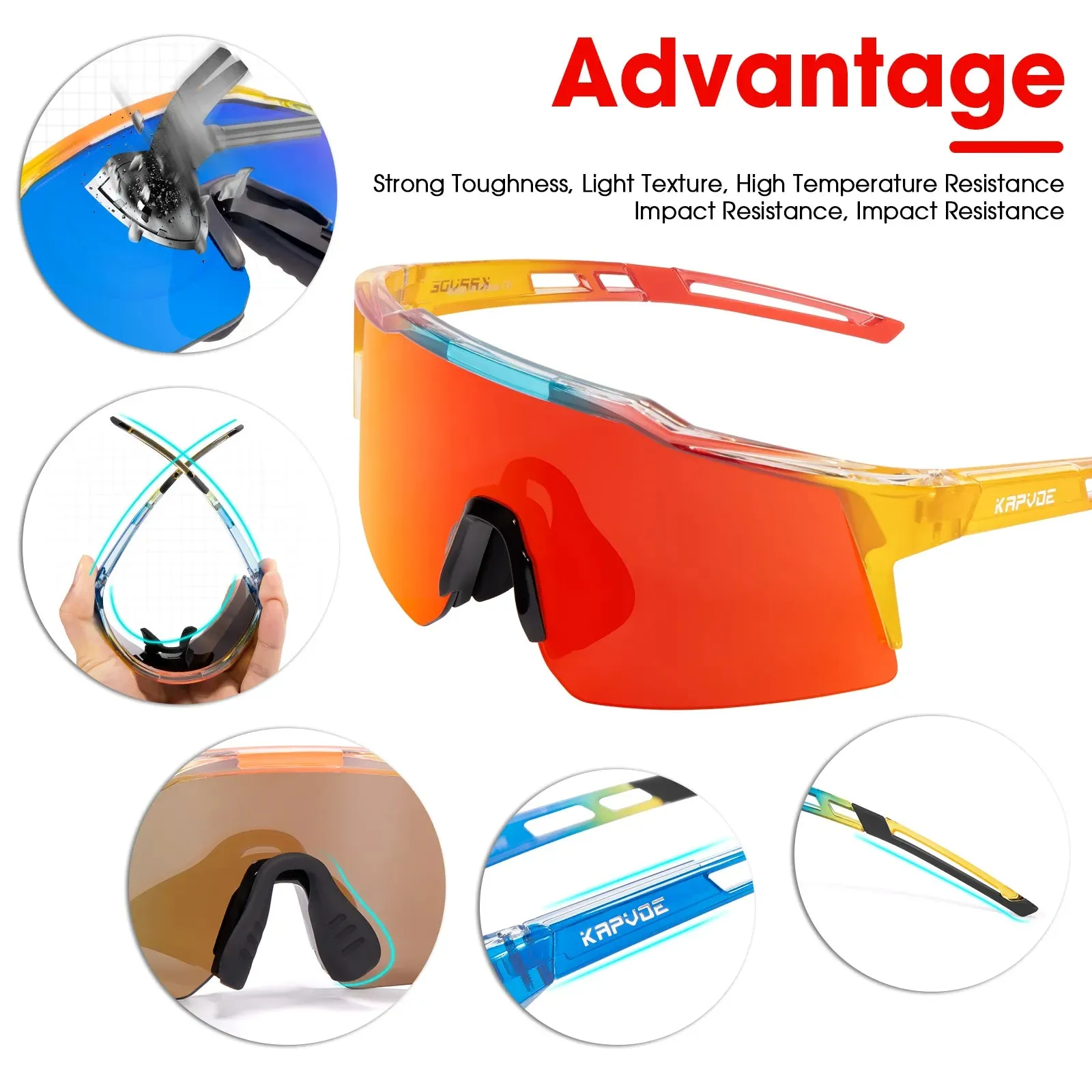 Kapvoe Child Sunglasses Cycling Glasses for Kids Bike UV400 Boys Girls Parent-child Outdoor Bicycle Sports Protection Eyewear