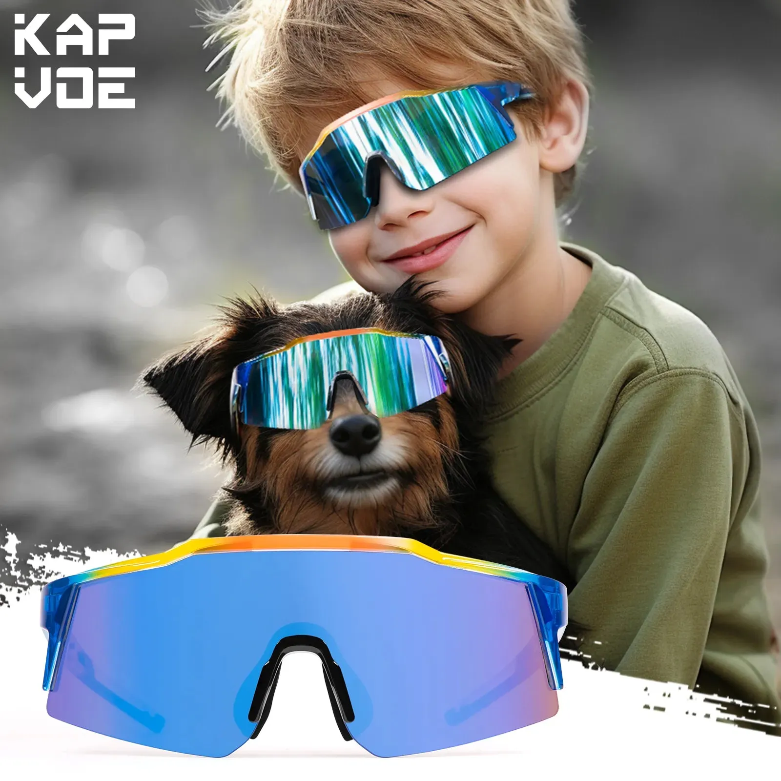 Kapvoe Child Sunglasses Cycling Glasses for Kids Bike UV400 Boys Girls Parent-child Outdoor Bicycle Sports Protection Eyewear