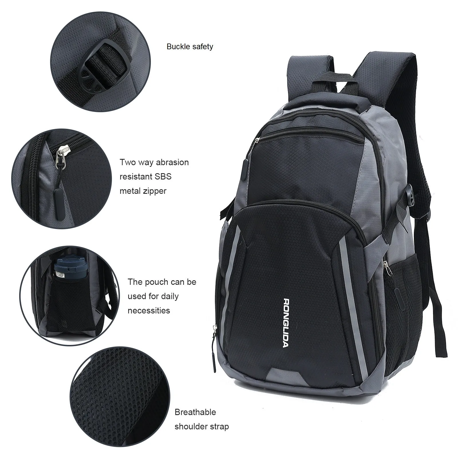 LARGE 40L CANVAS LIGHTWEIGHT CASUAL SCHOOL BACKPACK