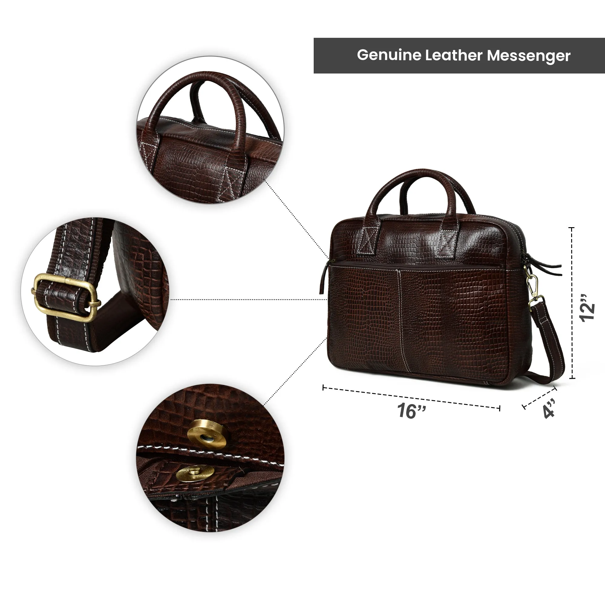 Laurent Leather Briefcase- Dark Brown