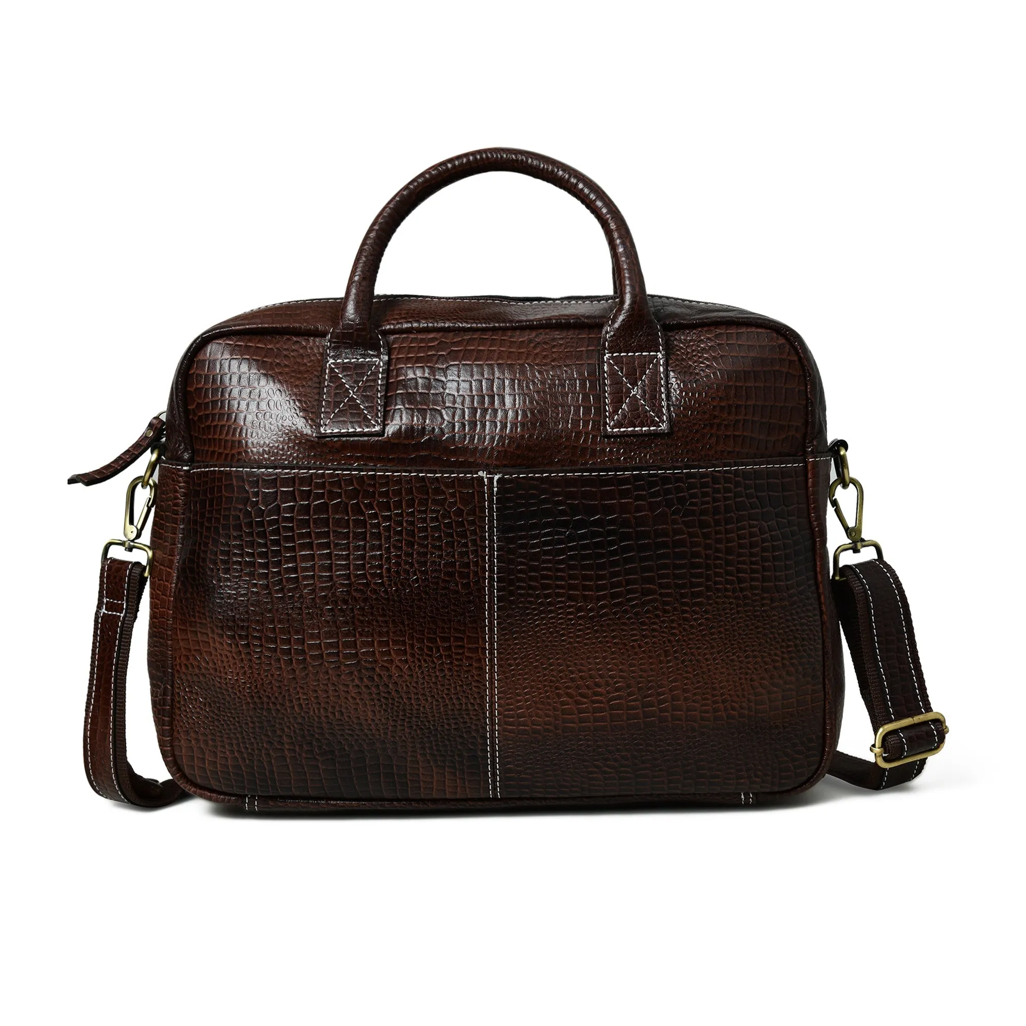 Laurent Leather Briefcase- Dark Brown