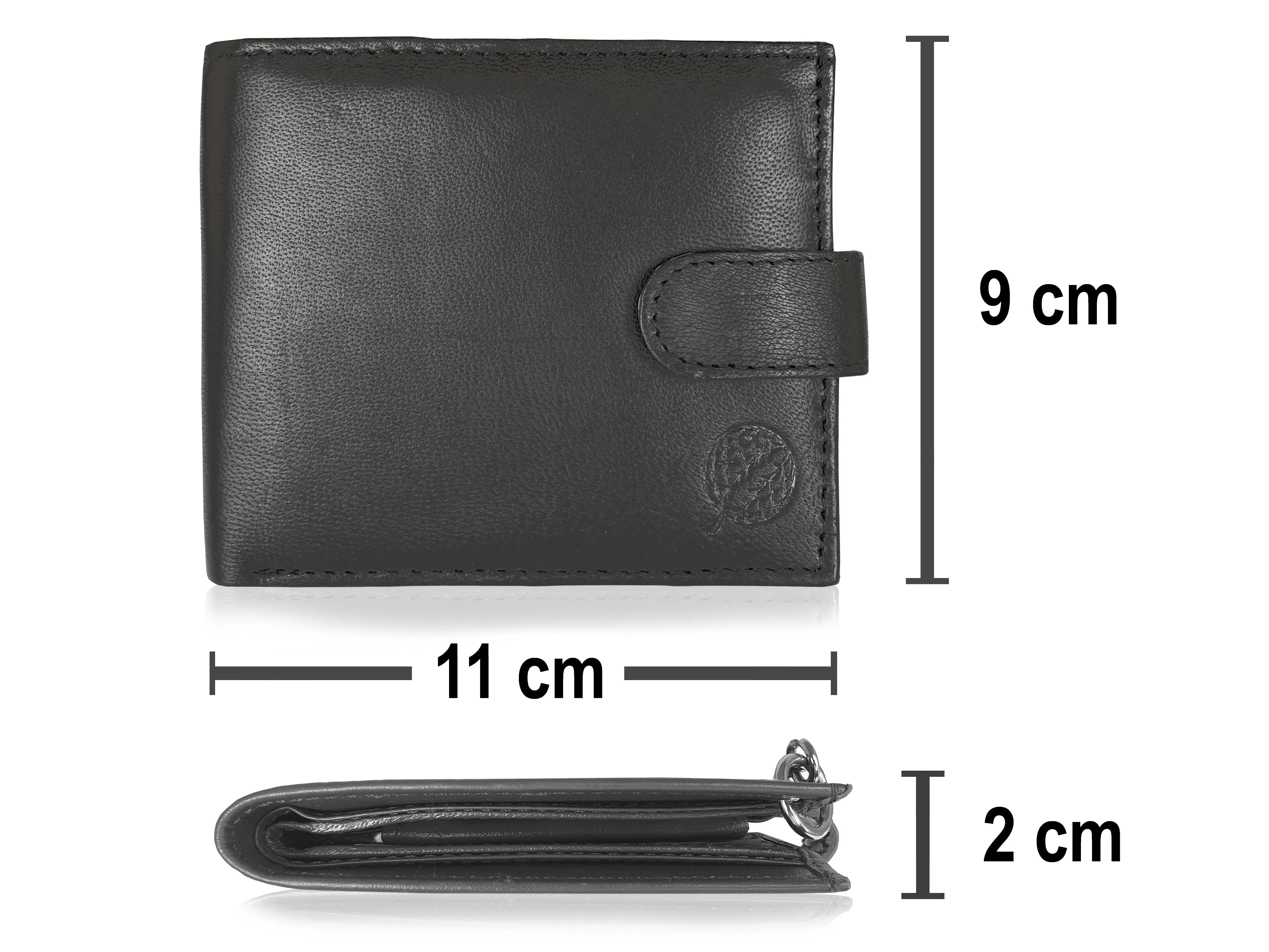 Leather Men's Chained Wallet, RFID Protected Card Slots, Coin Pocket - Mans Gift