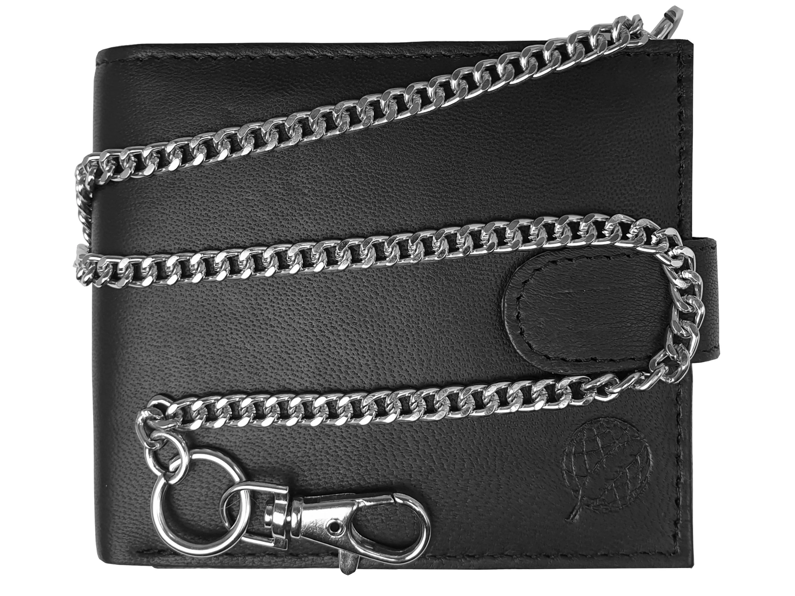 Leather Men's Chained Wallet, RFID Protected Card Slots, Coin Pocket - Mans Gift