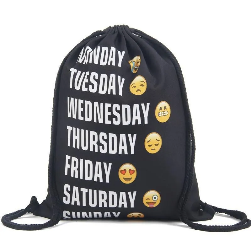 Lightweight Drawstring Emoji Bag