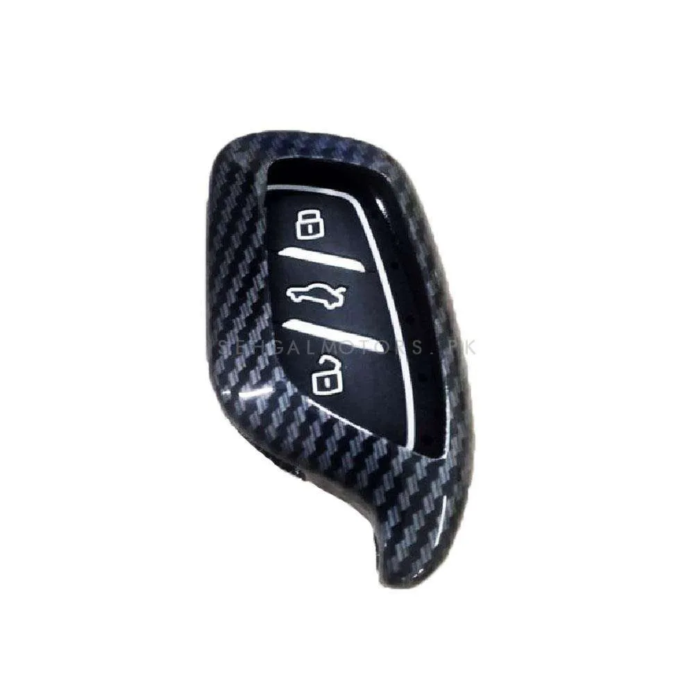 MG HS Plastic Protection Key Cover Carbon Fiber With Black 3 Buttons - Model 2020-2021