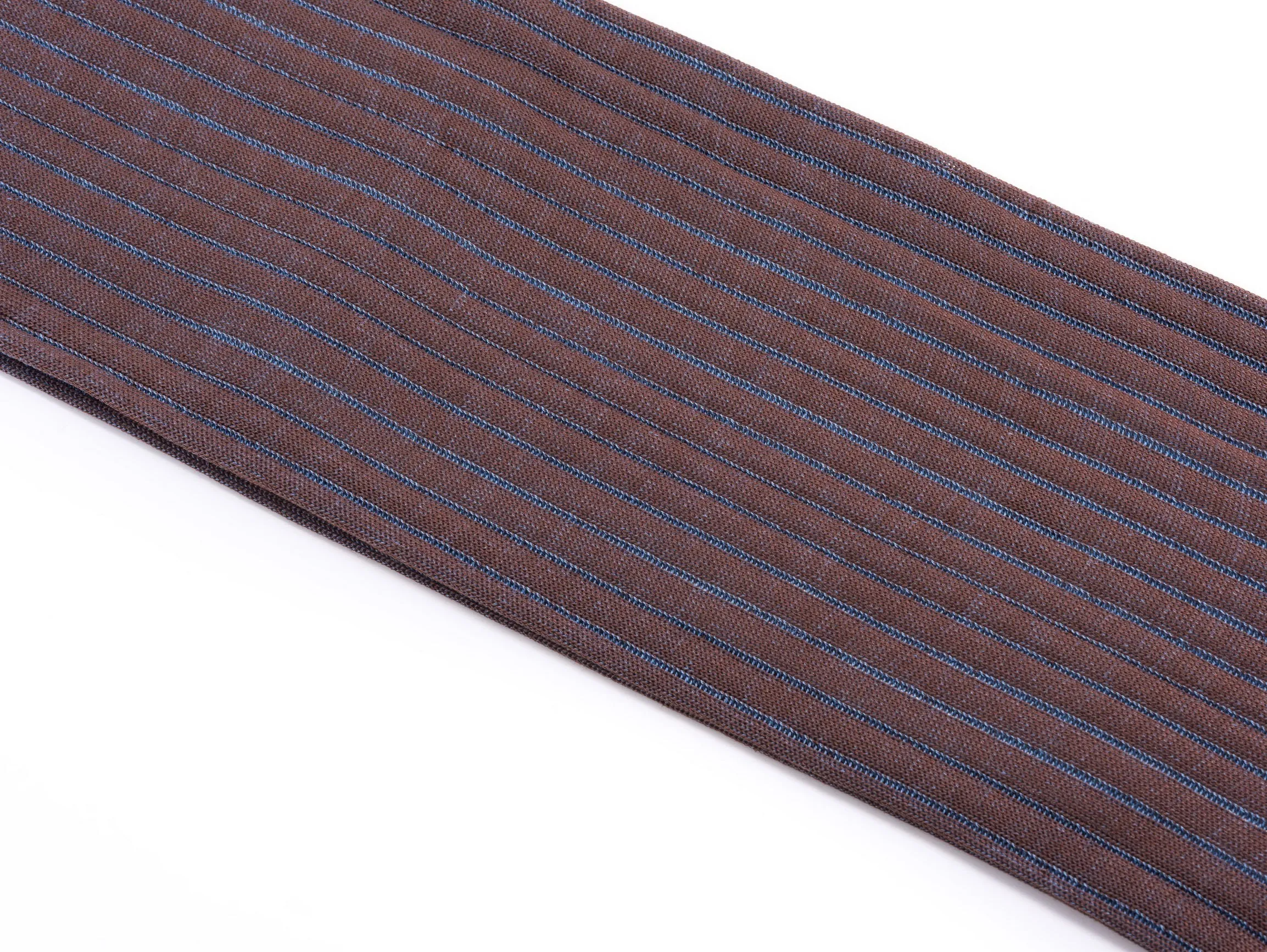 Mid Brown & Blue Shadow Stripe Cotton Socks