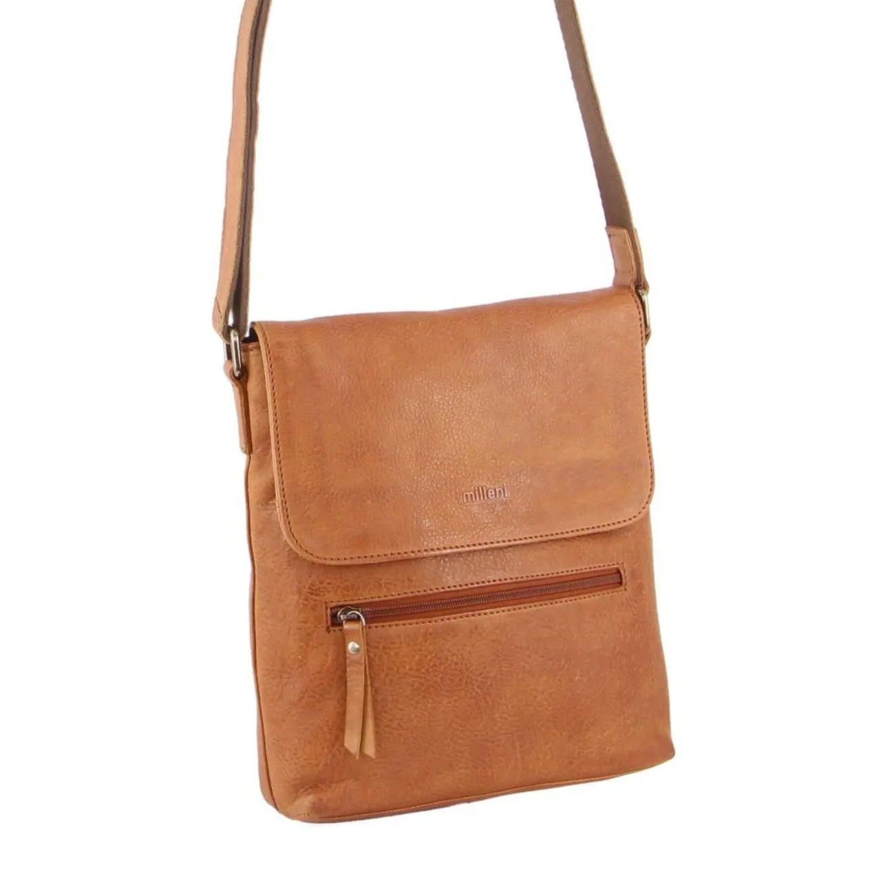 MILLENI COGNAC NAPPA LEATHER HANDBAG