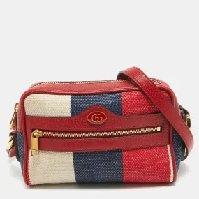 Multicolor Canvas and Leather Mini Ophidia Crossbody Bag