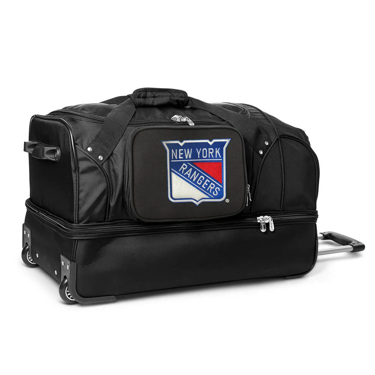 New York Rangers 27" Black Rolling Drop Bottom Duffel