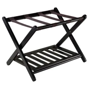 Open Box - Reese Luggage Rack with Shelf Dark Espresso Brown - Winsome