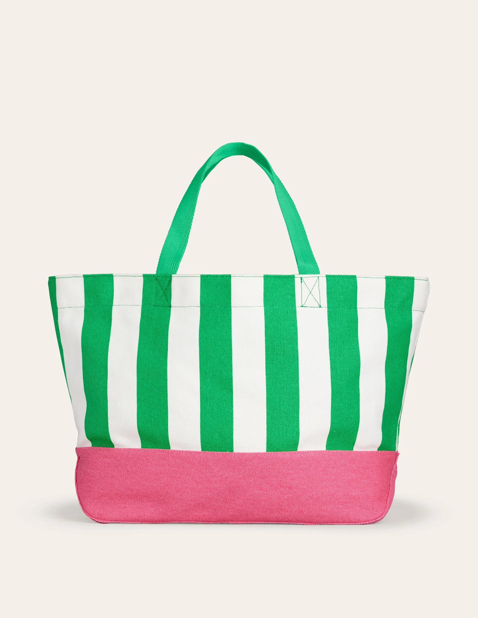 Relaxed Canvas Tote Bag-Green Stripe