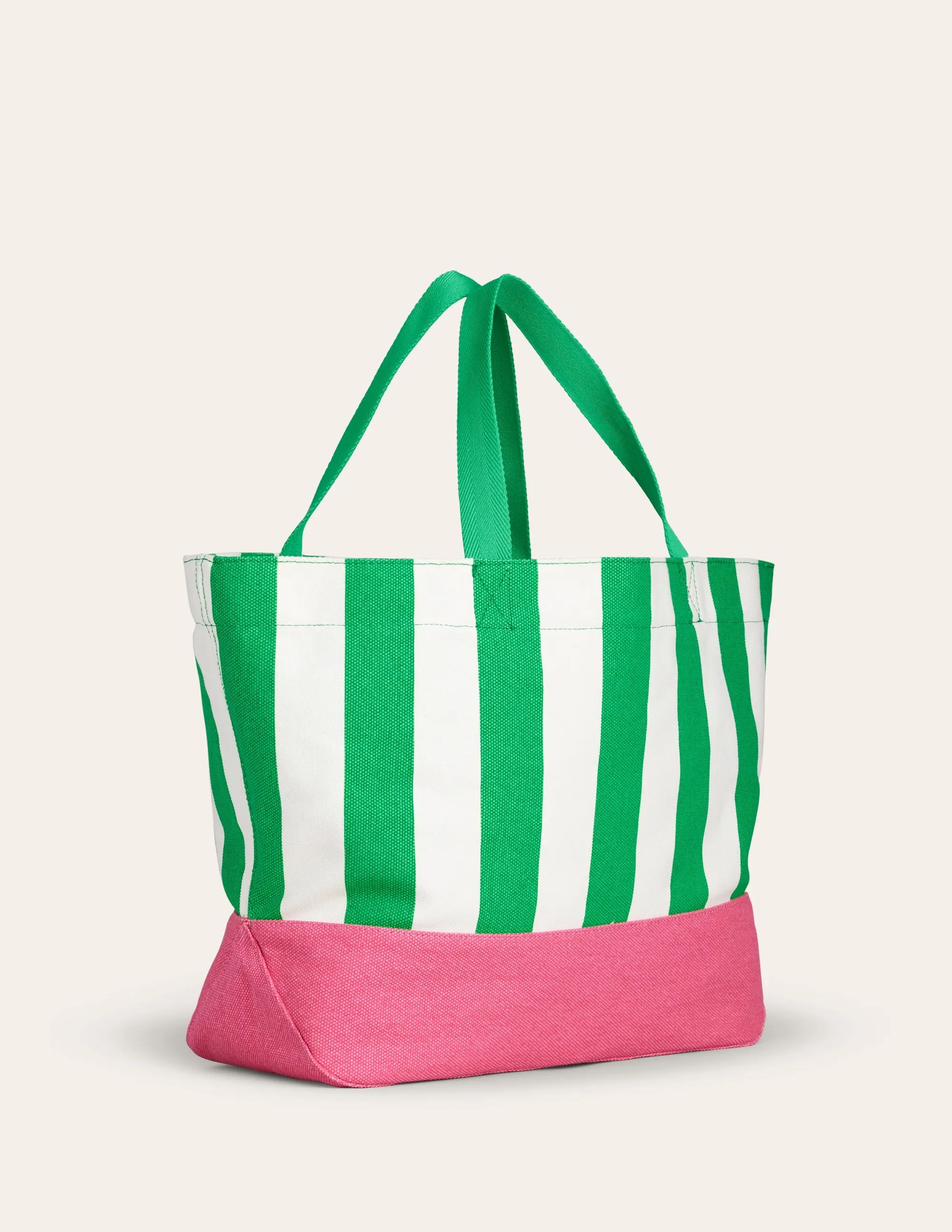 Relaxed Canvas Tote Bag-Green Stripe