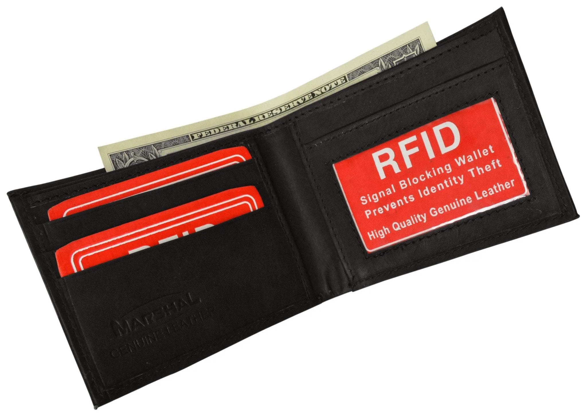 RFID Blocking Men's Leather Slim Bifold Wallet RFID 60 (C)