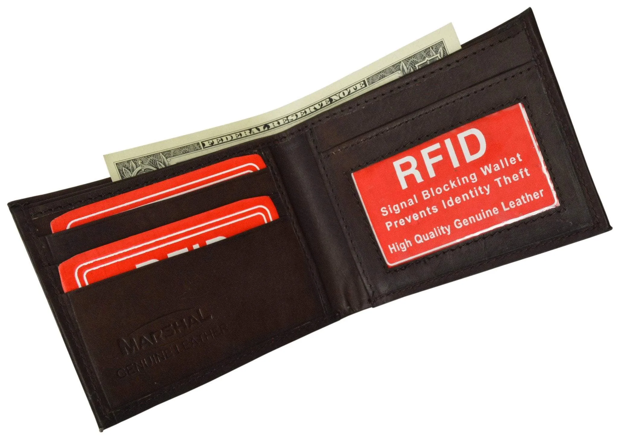 RFID Blocking Men's Leather Slim Bifold Wallet RFID 60 (C)