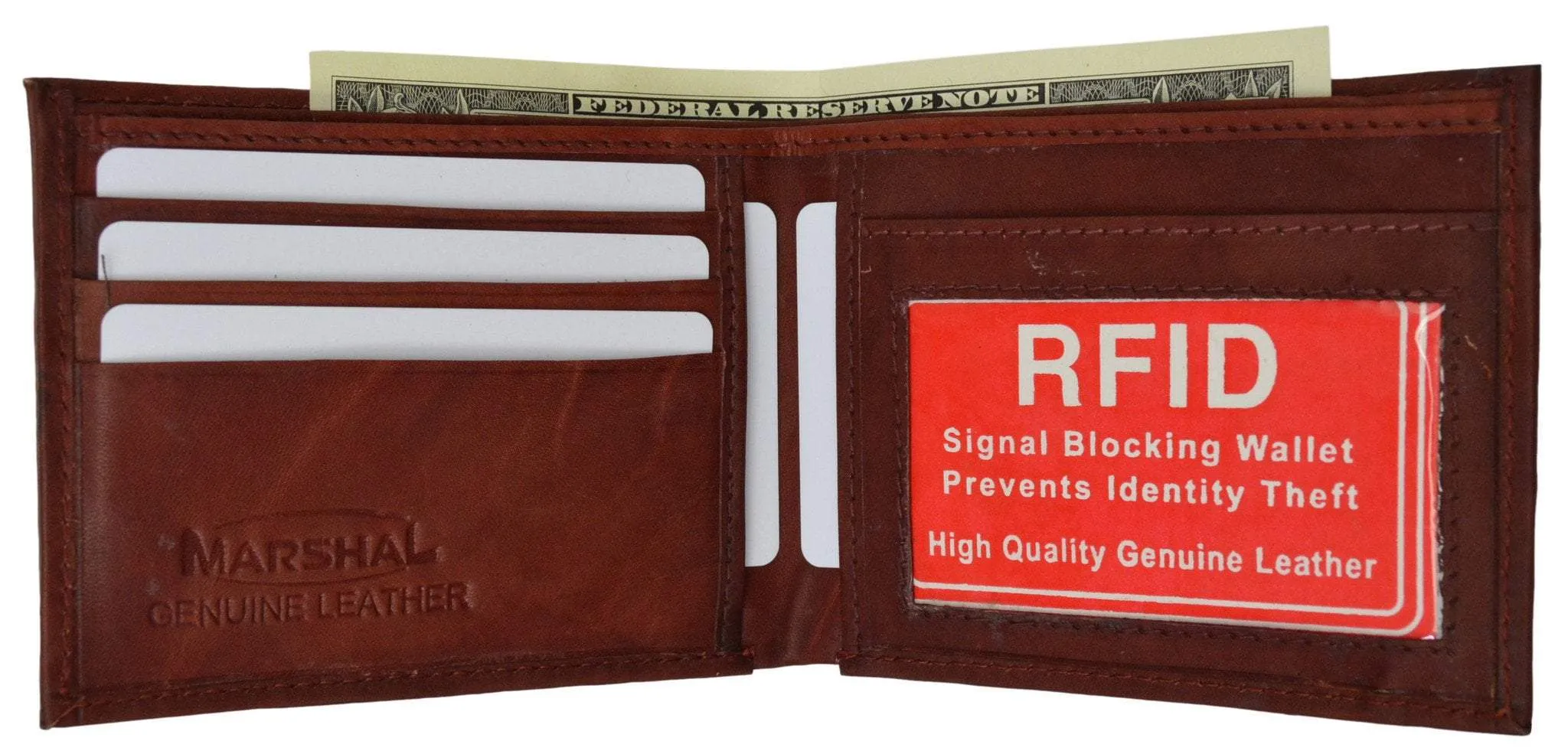 RFID Blocking Men's Leather Slim Bifold Wallet RFID 60 (C)