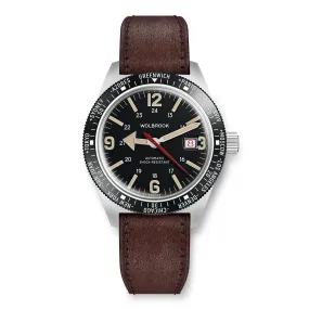 Skindiver WT Automatic Watch - Black Bezel & Vintage Lum