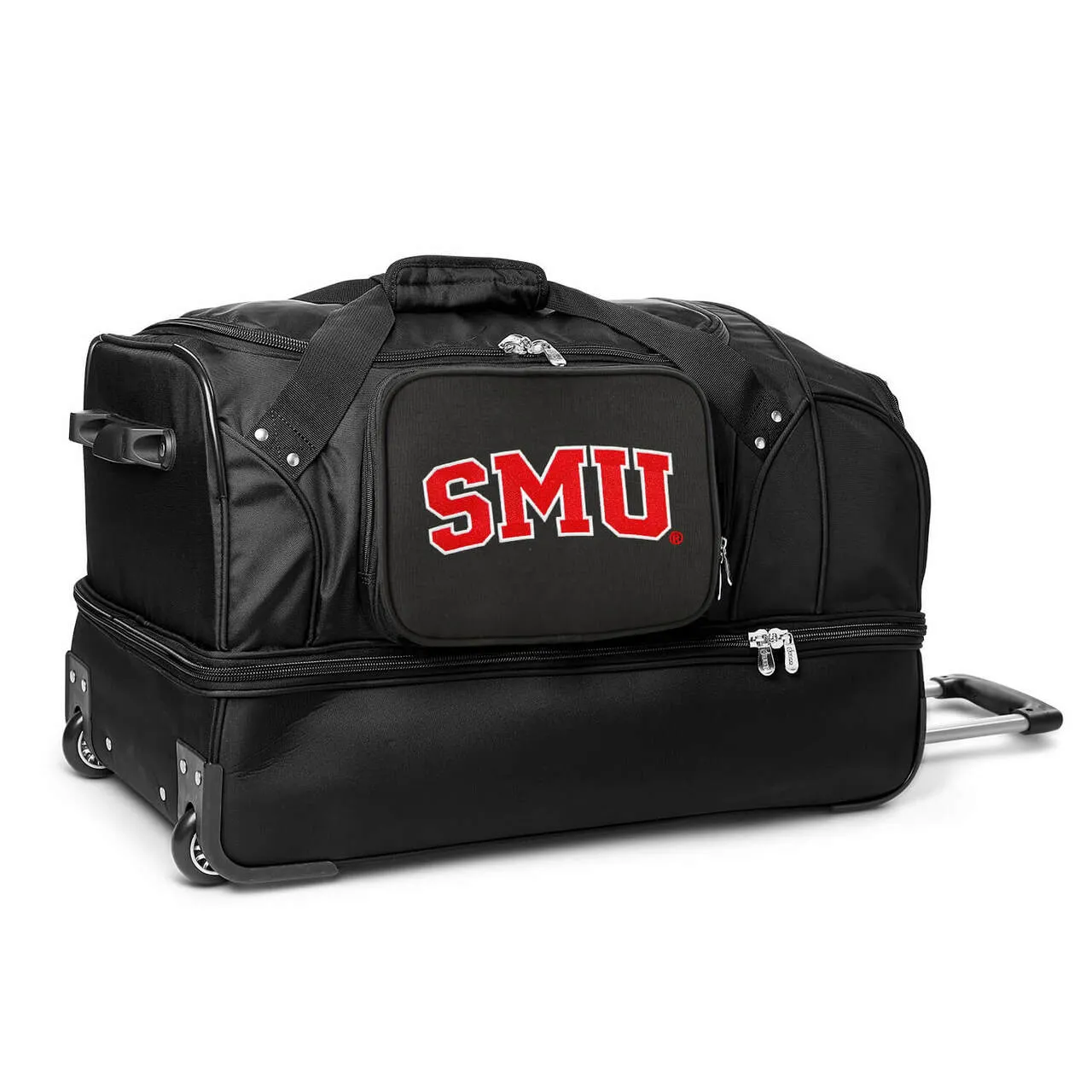 SMU Mustangs 27" Black Rolling Drop Bottom Duffel