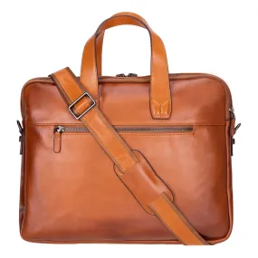 Thasos Leather Business Briefcase / Laptop Case 16", Burnished Tan