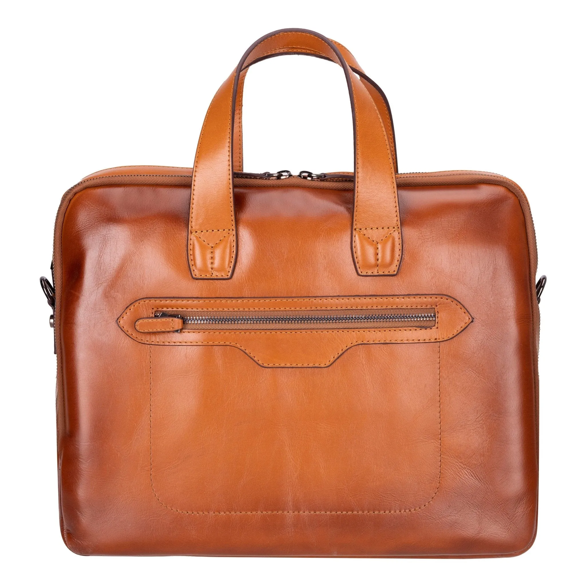 Thasos Leather Business Briefcase / Laptop Case 16", Burnished Tan