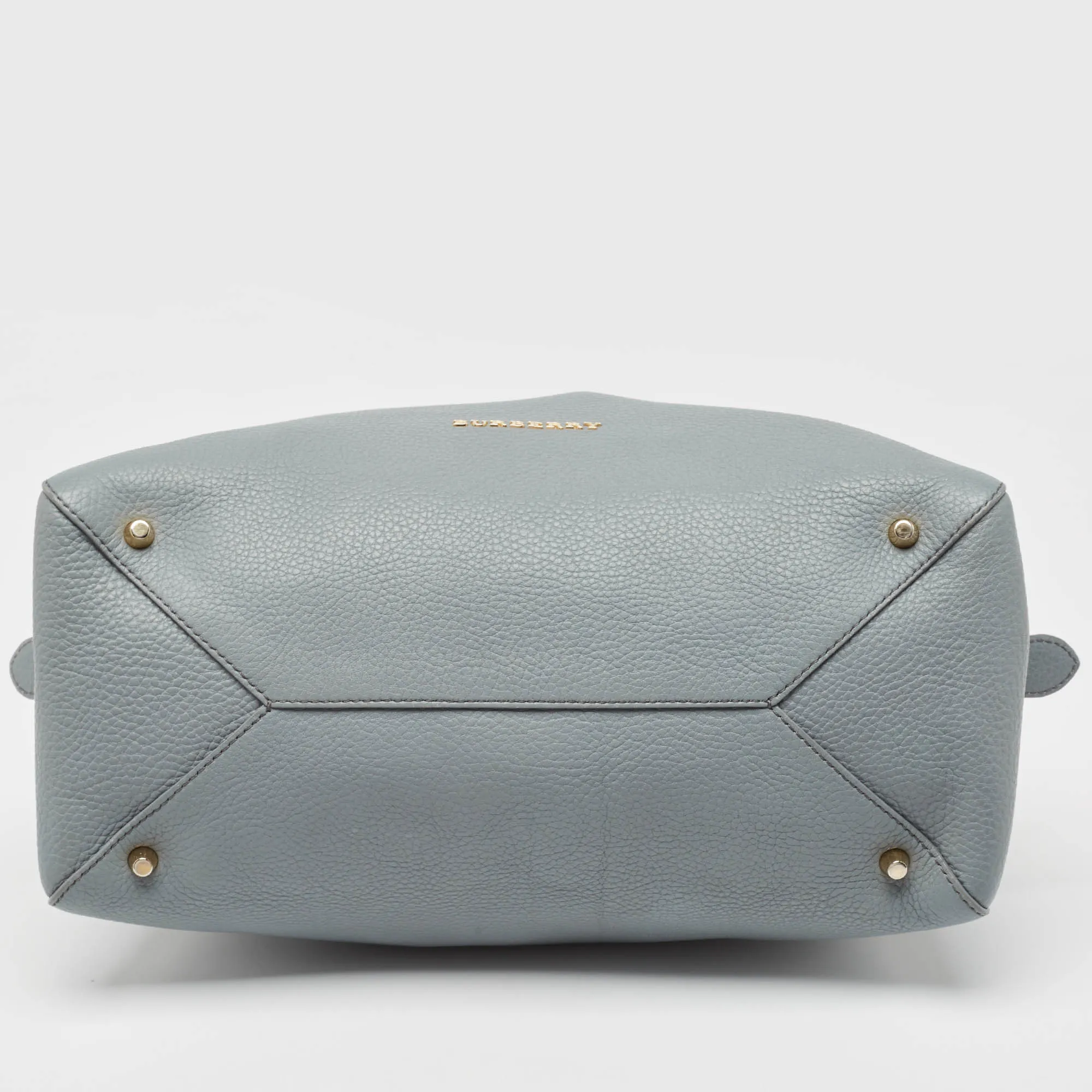 Trendy Inspired Burberry Light Blue Leather Greenwood Satchel