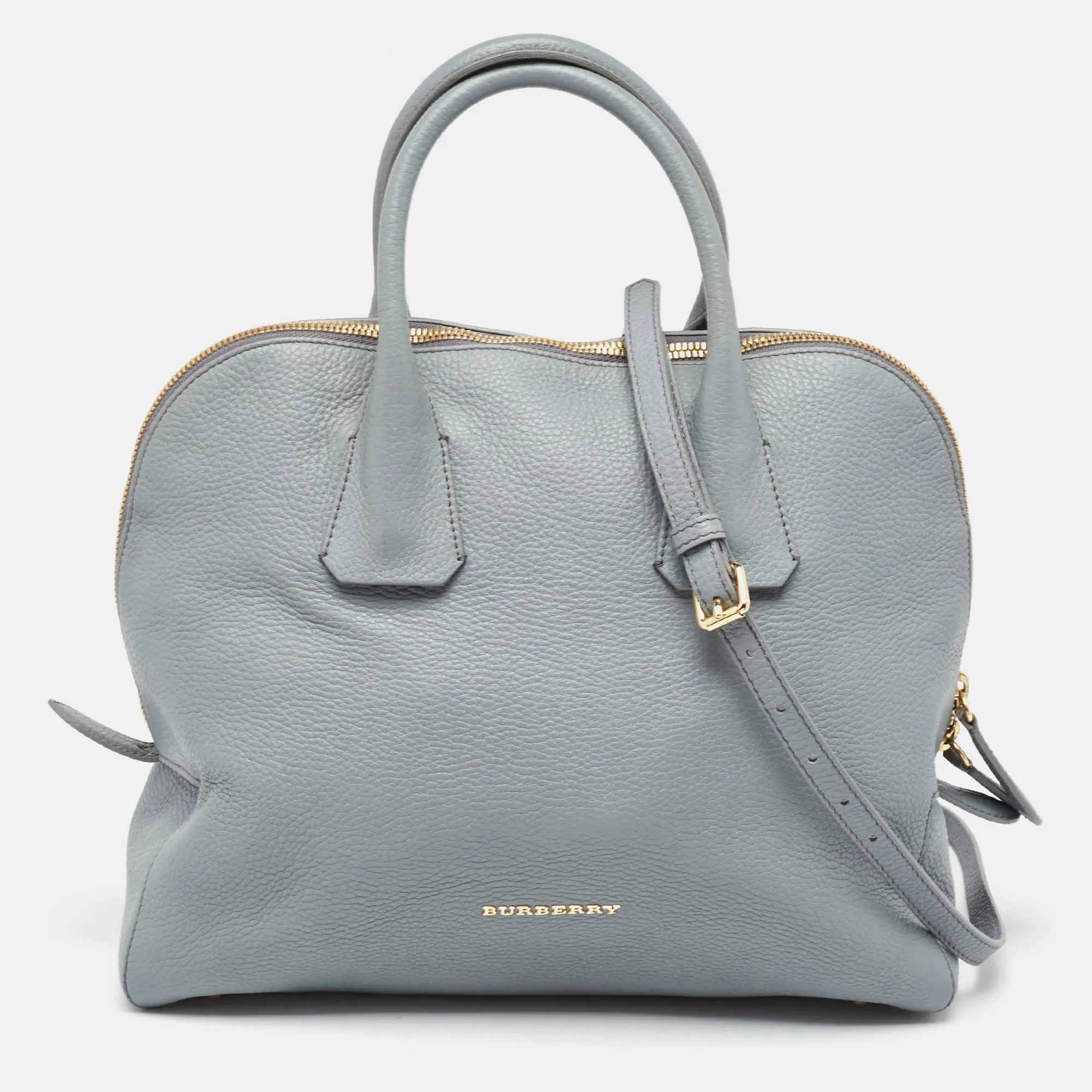 Trendy Inspired Burberry Light Blue Leather Greenwood Satchel