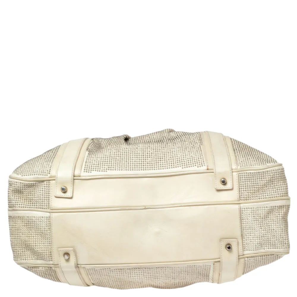 Trendy Inspired Burberry Off White Leather Studded Ashbury Knight Satchel