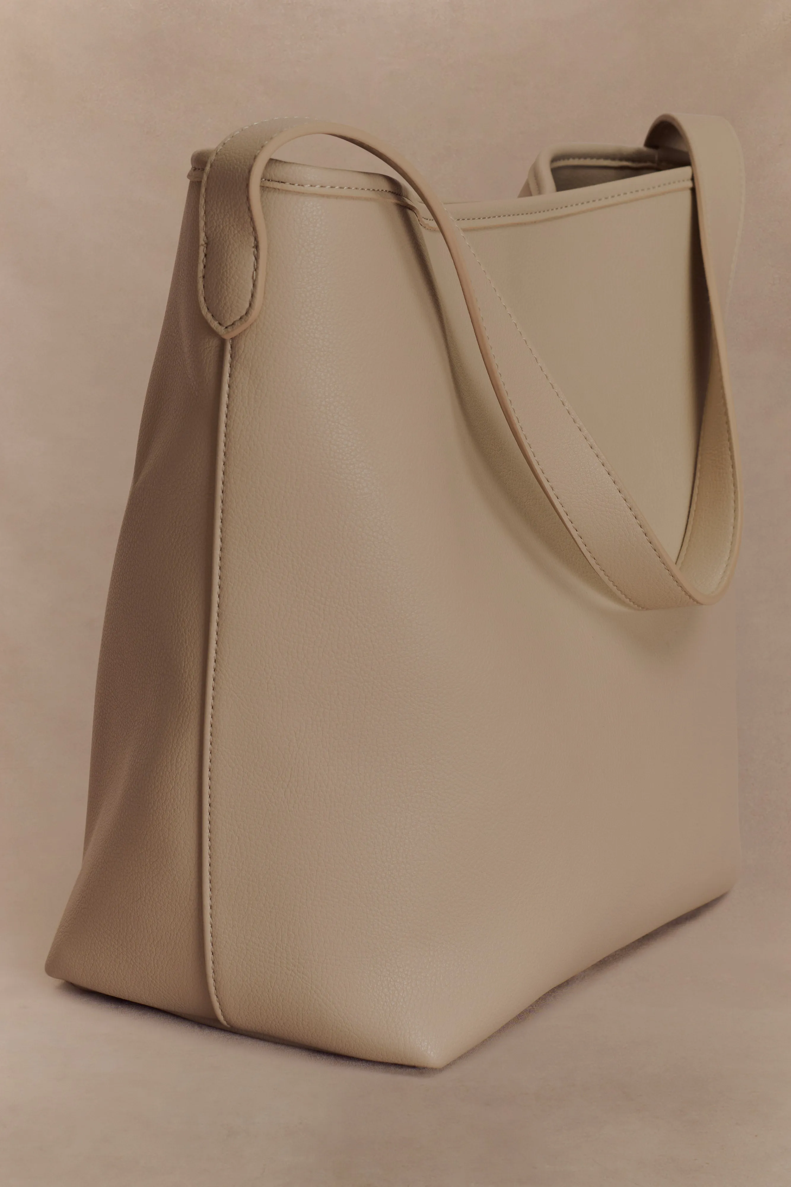 Winnie Relaxed Faux Leather Tote Bag - Neutral