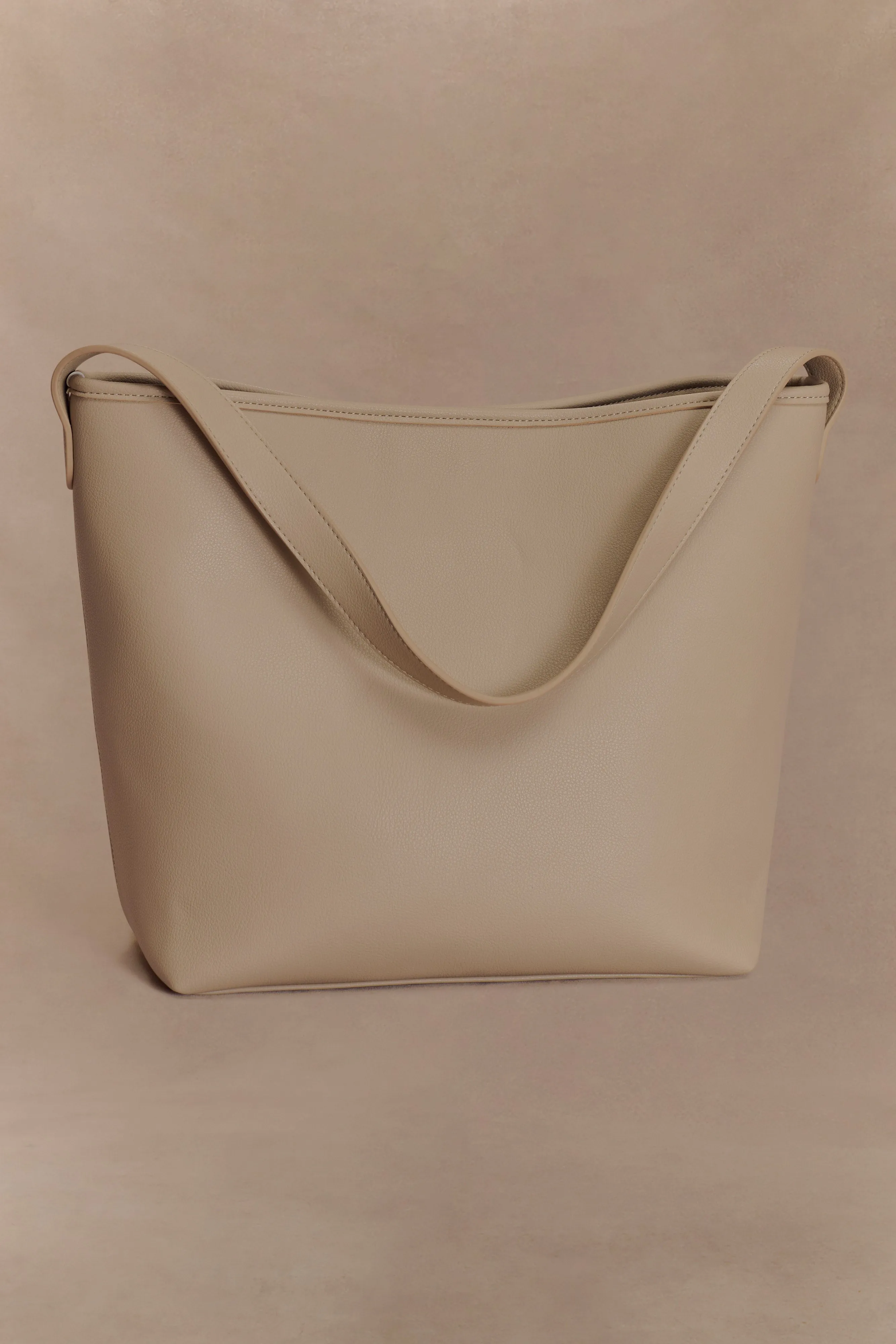 Winnie Relaxed Faux Leather Tote Bag - Neutral